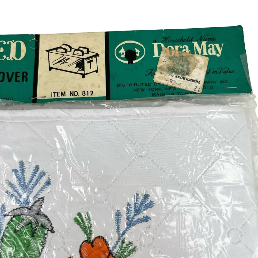 Dora May Vtg 4 Slice Oblong Toaster Cover Quilted Embroidered Vegetables New